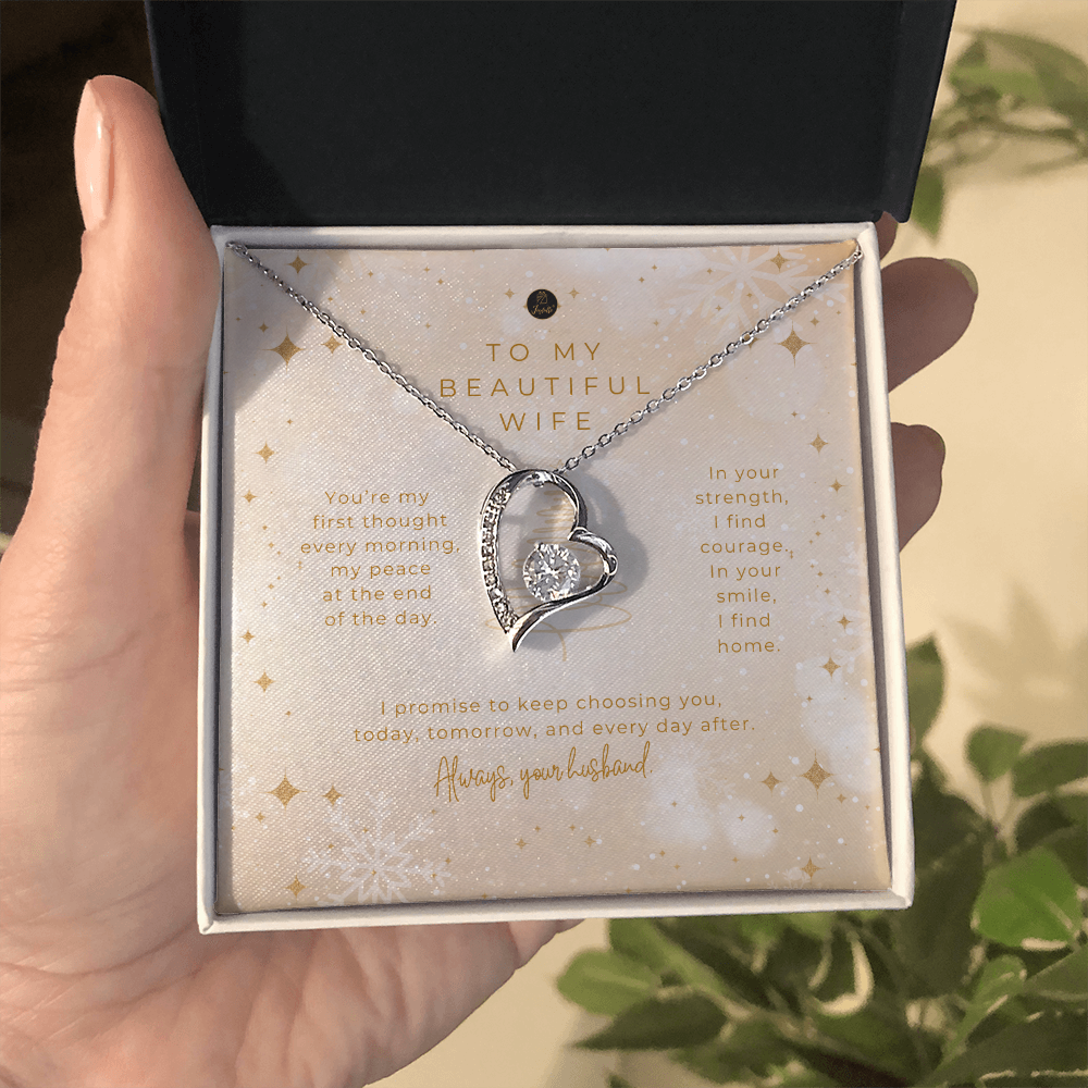 To My Beautiful Wife – Christmas Forever Love Necklace (Holiday Edition)