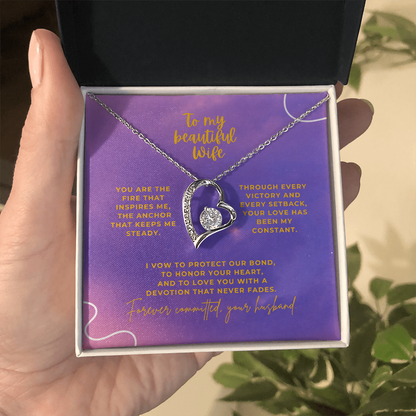 To My Beautiful Wife – Forever Committed Forever Love Necklace