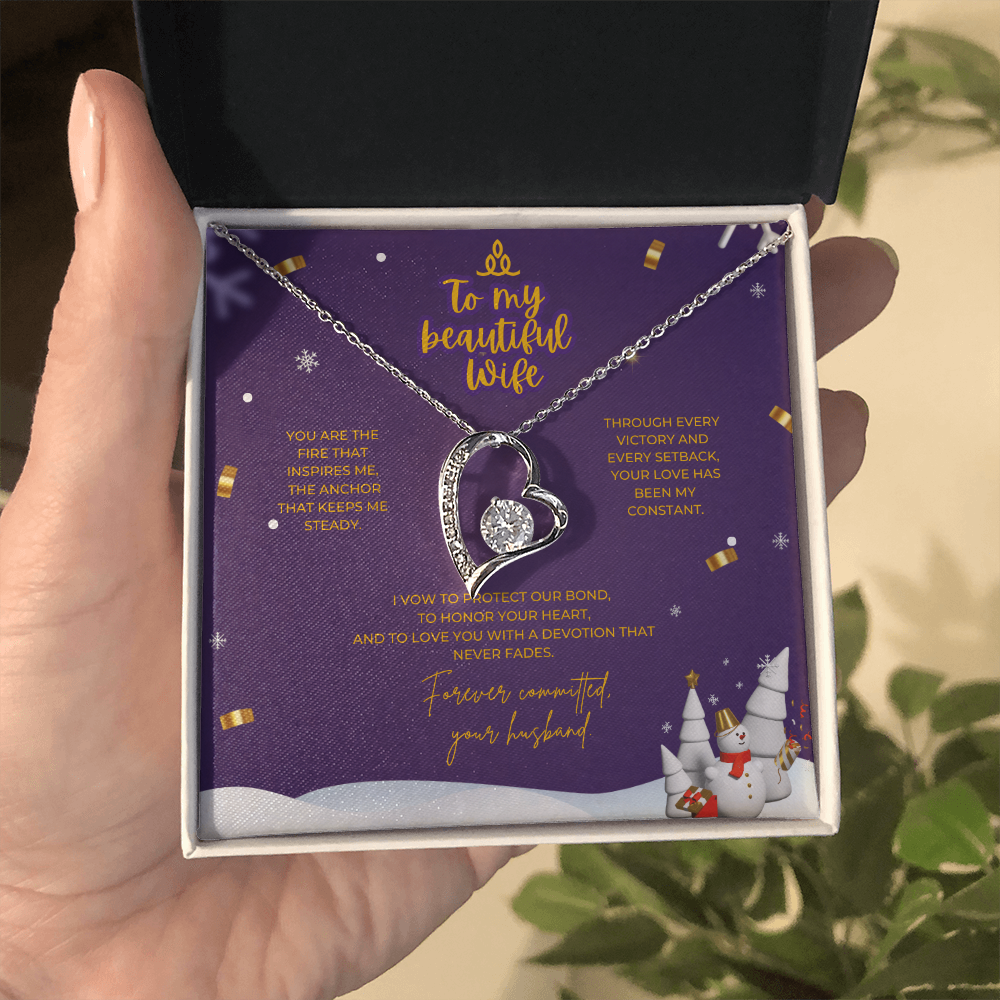 To My Beautiful Wife – Christmas Forever Love Necklace (Holiday Edition)