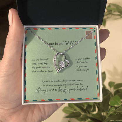 To My Beautiful Wife – Always & Endlessly Forever Love Necklace