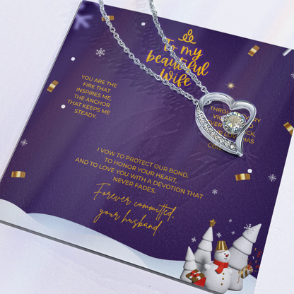 To My Beautiful Wife – Christmas Forever Love Necklace (Holiday Edition)