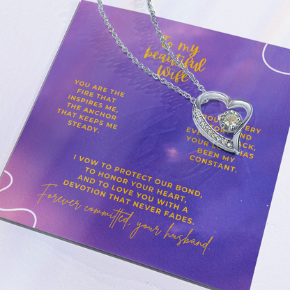 To My Beautiful Wife – Forever Committed Forever Love Necklace