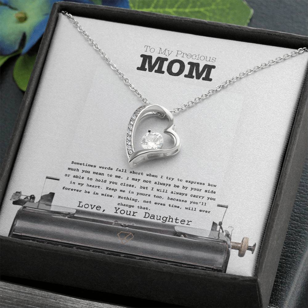 Forever Love Necklace for Mom – “To My Precious Mom” Message Card | Sentimental Gift From Daughter | Mother's Day, Birthday & Christmas Jewelry