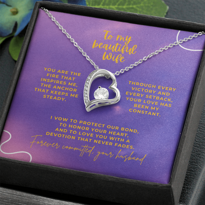 To My Beautiful Wife – Forever Committed Forever Love Necklace
