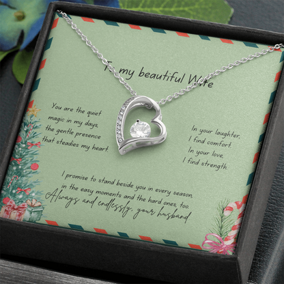 To My Beautiful Wife – Christmas Forever Love Necklace (Holiday Edition)