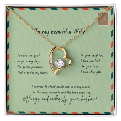 To My Beautiful Wife – Always & Endlessly Forever Love Necklace