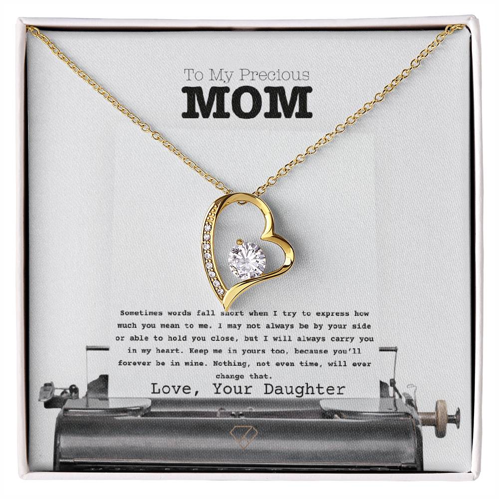 Forever Love Necklace for Mom – “To My Precious Mom” Message Card | Sentimental Gift From Daughter | Mother's Day, Birthday & Christmas Jewelry