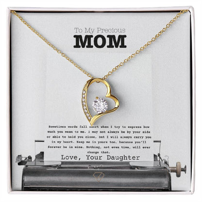 Forever Love Necklace for Mom – “To My Precious Mom” Message Card | Sentimental Gift From Daughter | Mother's Day, Birthday & Christmas Jewelry