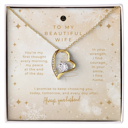 To My Beautiful Wife – Christmas Forever Love Necklace (Holiday Edition)