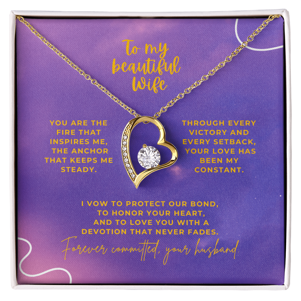 To My Beautiful Wife – Forever Committed Forever Love Necklace
