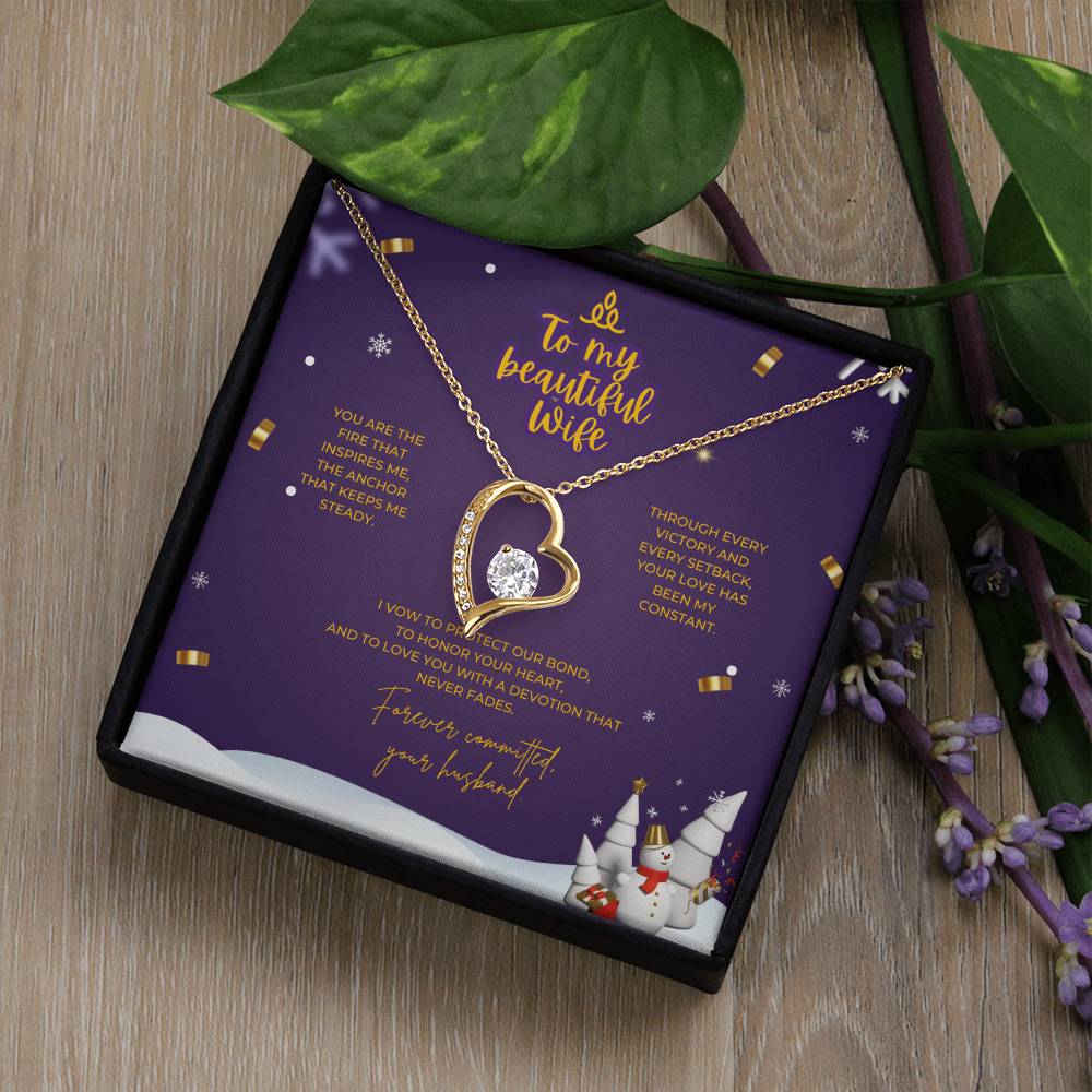 To My Beautiful Wife – Christmas Forever Love Necklace (Holiday Edition)