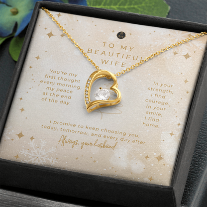 To My Beautiful Wife – Christmas Forever Love Necklace (Holiday Edition)