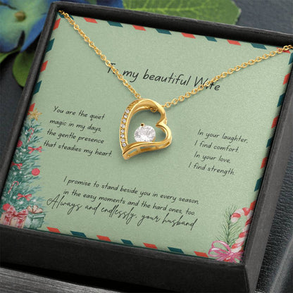 To My Beautiful Wife – Christmas Forever Love Necklace (Holiday Edition)