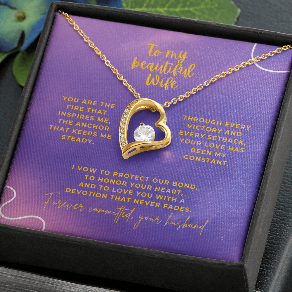 To My Beautiful Wife – Forever Committed Forever Love Necklace