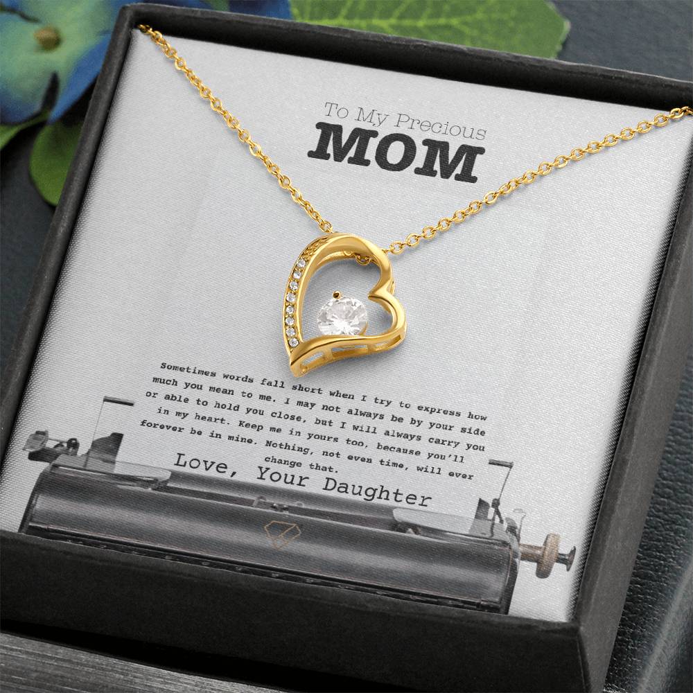 Forever Love Necklace for Mom – “To My Precious Mom” Message Card | Sentimental Gift From Daughter | Mother's Day, Birthday & Christmas Jewelry