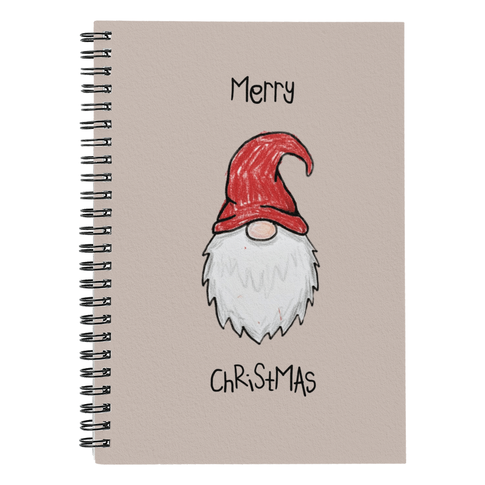 Merry Christmas Gnome Journal | Cute Scandinavian Holiday Spiral Notebook