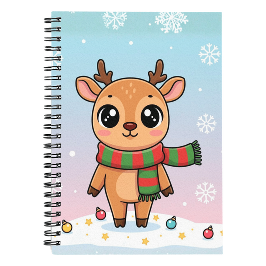 Cute Reindeer Christmas Journal | Festive Holiday Spiral Notebook for Notes & Gift Ideas