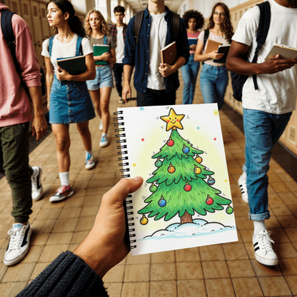 Cute Christmas Tree Spiral Notebook | Festive Holiday Journal for Notes, Sketches & Gift Giving
