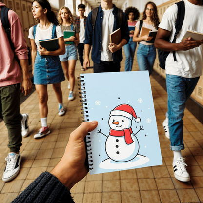 Cute Snowman Christmas Spiral Notebook | Festive Holiday Journal Gift