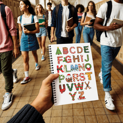 A to Z Christmas Alphabet Journal | Holiday Spiral Notebook Gift for Christmas Lovers