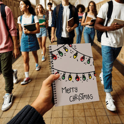 Merry Christmas Lights Journal | Festive Holiday Spiral Notebook for Notes & Gift Lists