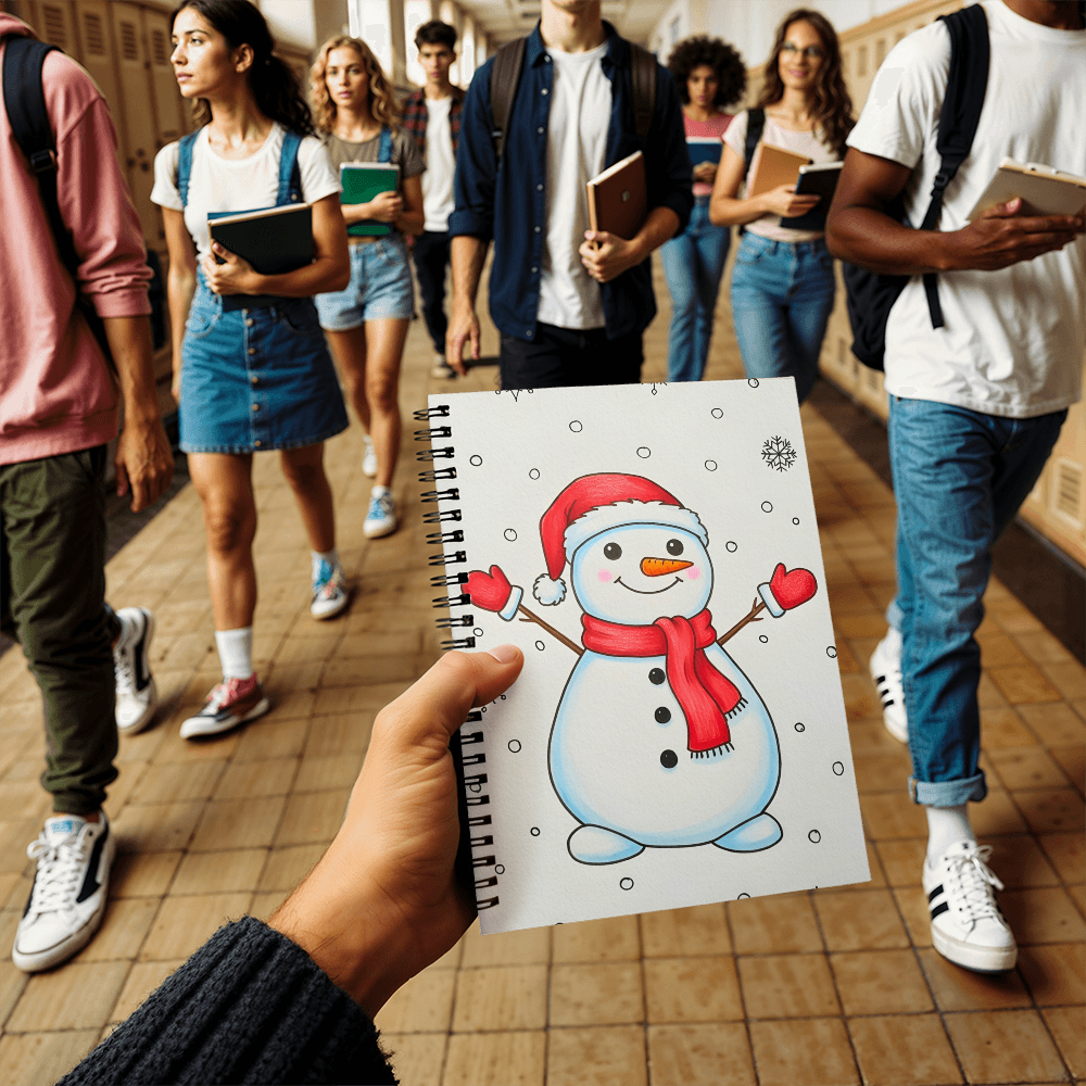 Cute Snowman Christmas Spiral Notebook | Festive Winter Journal Gift for Holiday Notes & Sketches
