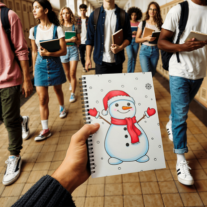 Cute Snowman Christmas Spiral Notebook | Festive Winter Journal Gift for Holiday Notes & Sketches