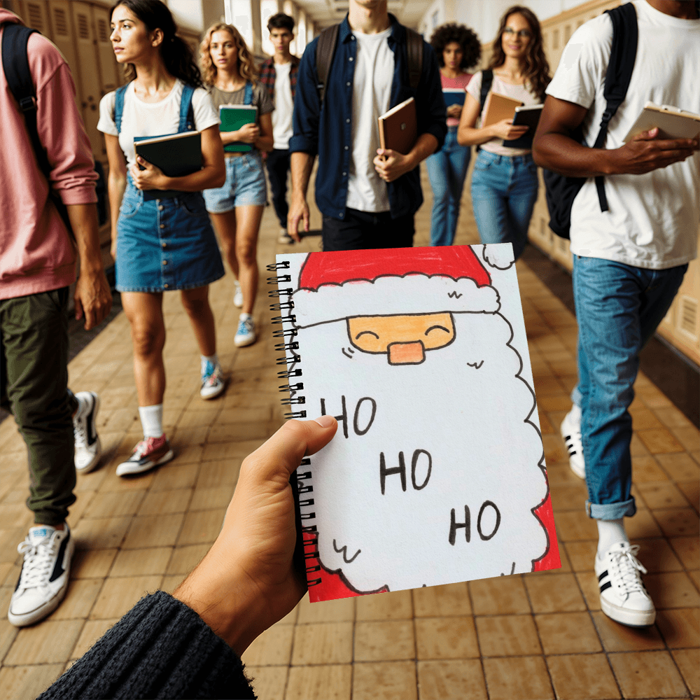 Ho Ho Ho Santa Christmas Journal | Cute Holiday Spiral Notebook for Gift Lists & Notes
