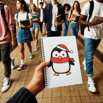 Festive Penguin Christmas Journal | Cute Holiday Spiral Notebook for Notes & Gift Lists