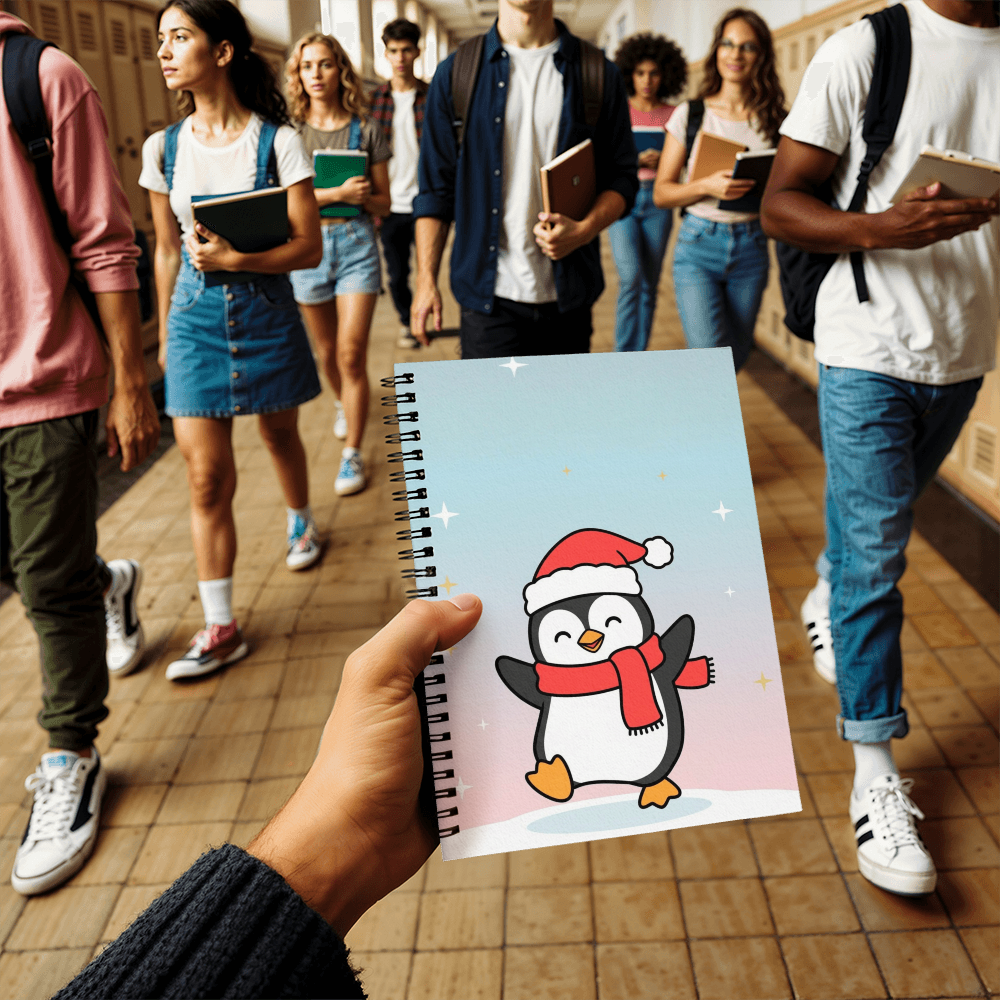 Cute Christmas Penguin Journal | Festive Holiday Spiral Notebook for Notes & Gift Lists