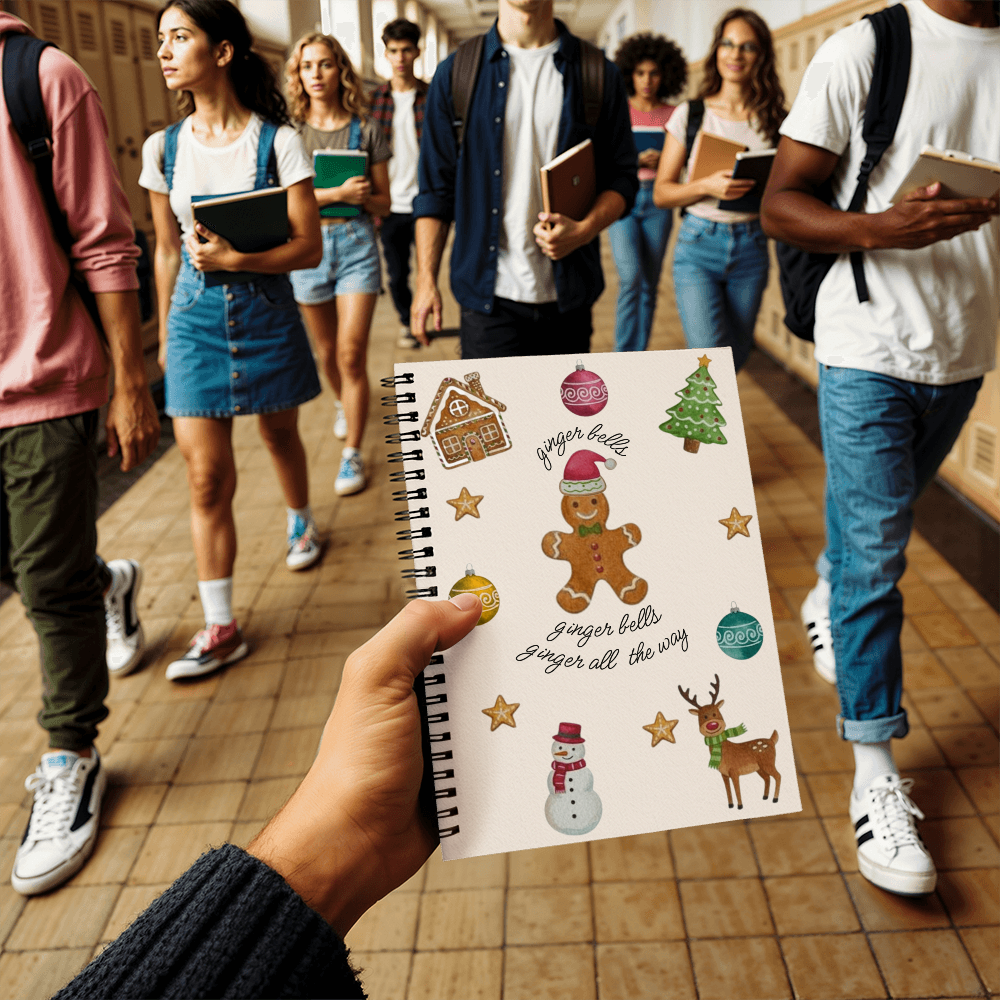 Ginger Bells Christmas Spiral Notebook | Cute Holiday Journal for Notes, Baking Ideas & Gift Lists
