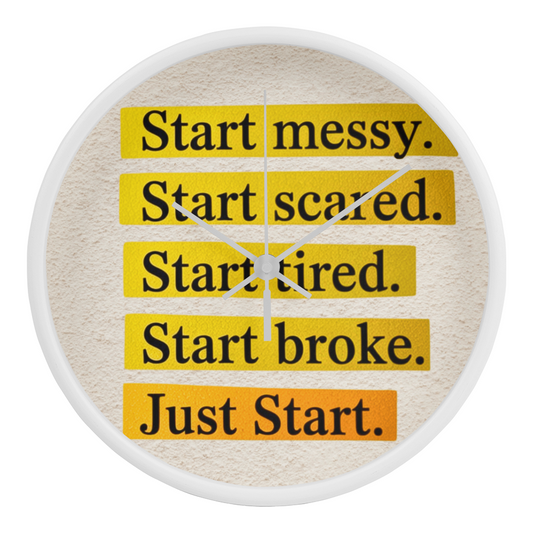 Just Start – Motivational Wood Frame Wall Clock | Inspirational Home Decor