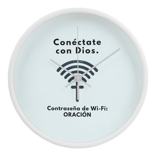 Conéctate con Dios – “WiFi Password: PRAYER” Faith-Inspired Wood Frame Clock | Christian Home Decor Gift