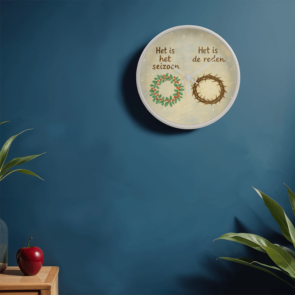 “Het is het seizoen – Het is de reden” wooden frame clock