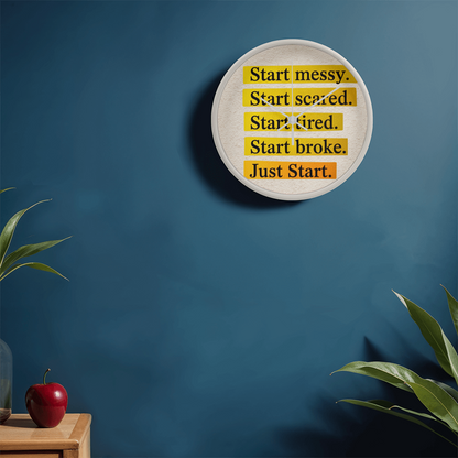 Just Start – Motivational Wood Frame Wall Clock | Inspirational Home Decor