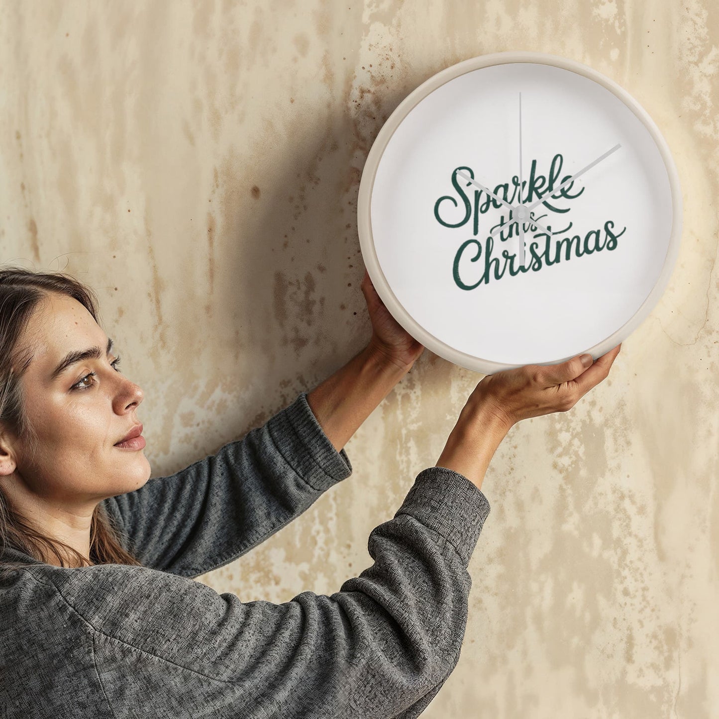 Sparkle This Christmas Wooden Wall Clock – Festive Holiday Home Decor Accent