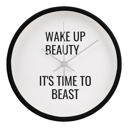 Motivational wall clock on gym wall to inspire focus and dedication.