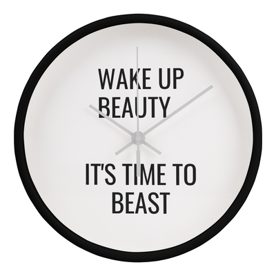 Motivational wall clock on gym wall to inspire focus and dedication.
