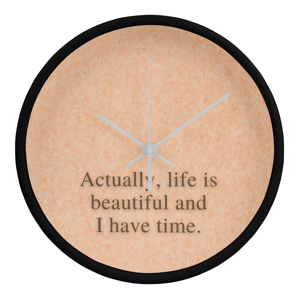 Close-up of “Life Is Beautiful” printed face with clean typography