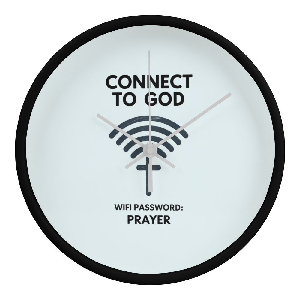 Wooden frame clock with black hands and natural finish