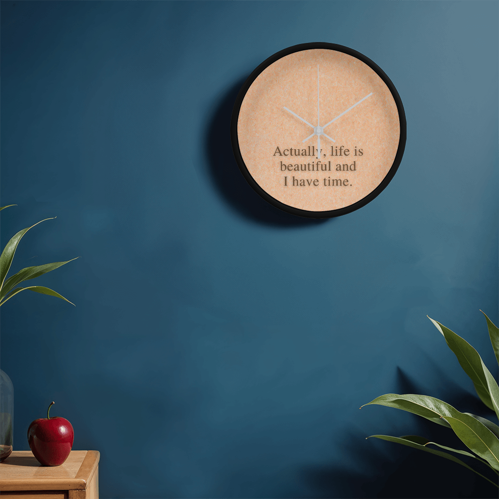 Black frame version of inspirational clock for modern interiors