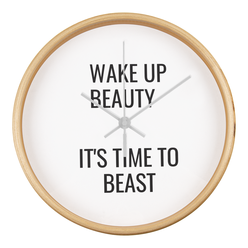 Clock placed beside journal, coffee, and planner for productivity aesthetic.