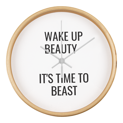 Clock placed beside journal, coffee, and planner for productivity aesthetic.