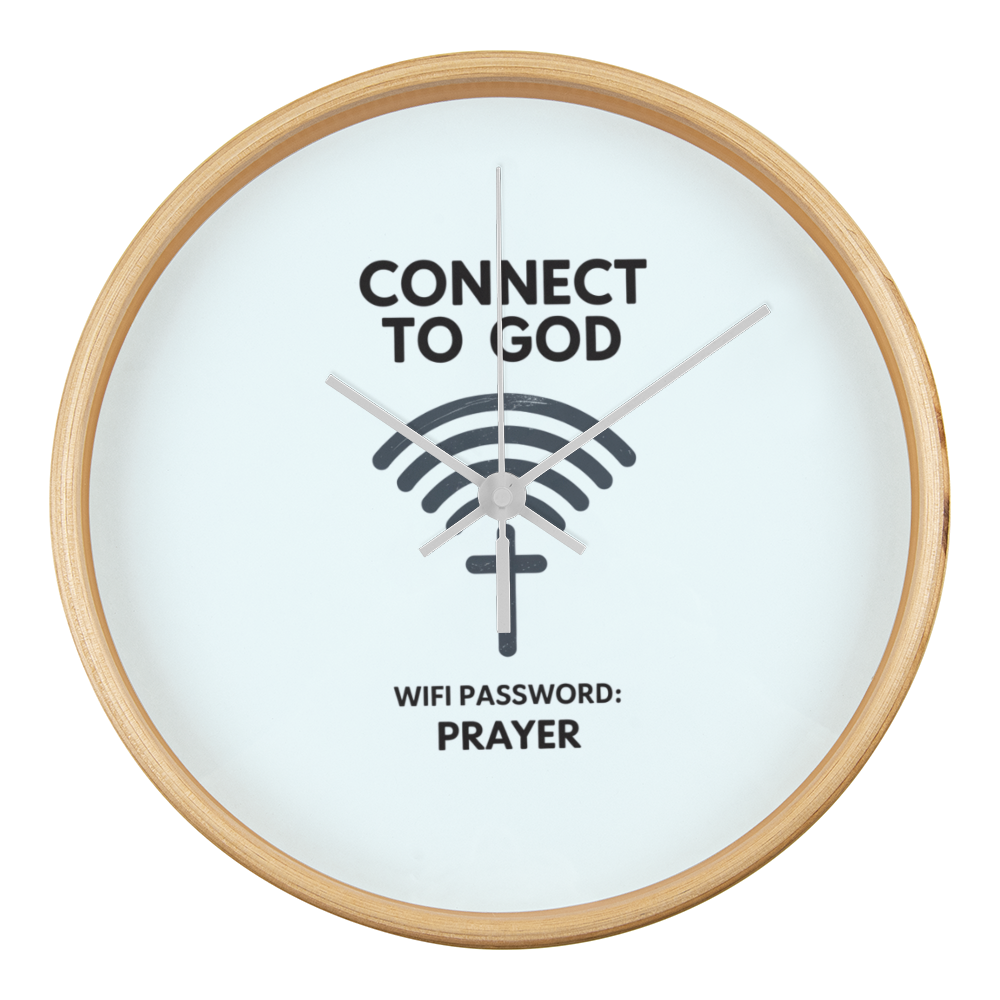 Wooden frame clock in white finish with minimalist background