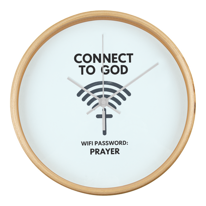 Wooden frame clock in white finish with minimalist background