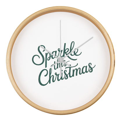 Sparkle This Christmas Wooden Wall Clock – Festive Holiday Home Decor Accent