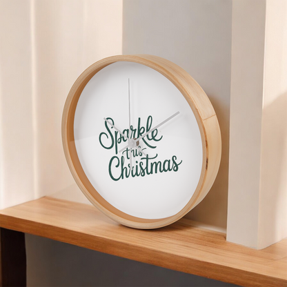 Sparkle This Christmas Wooden Wall Clock – Festive Holiday Home Decor Accent