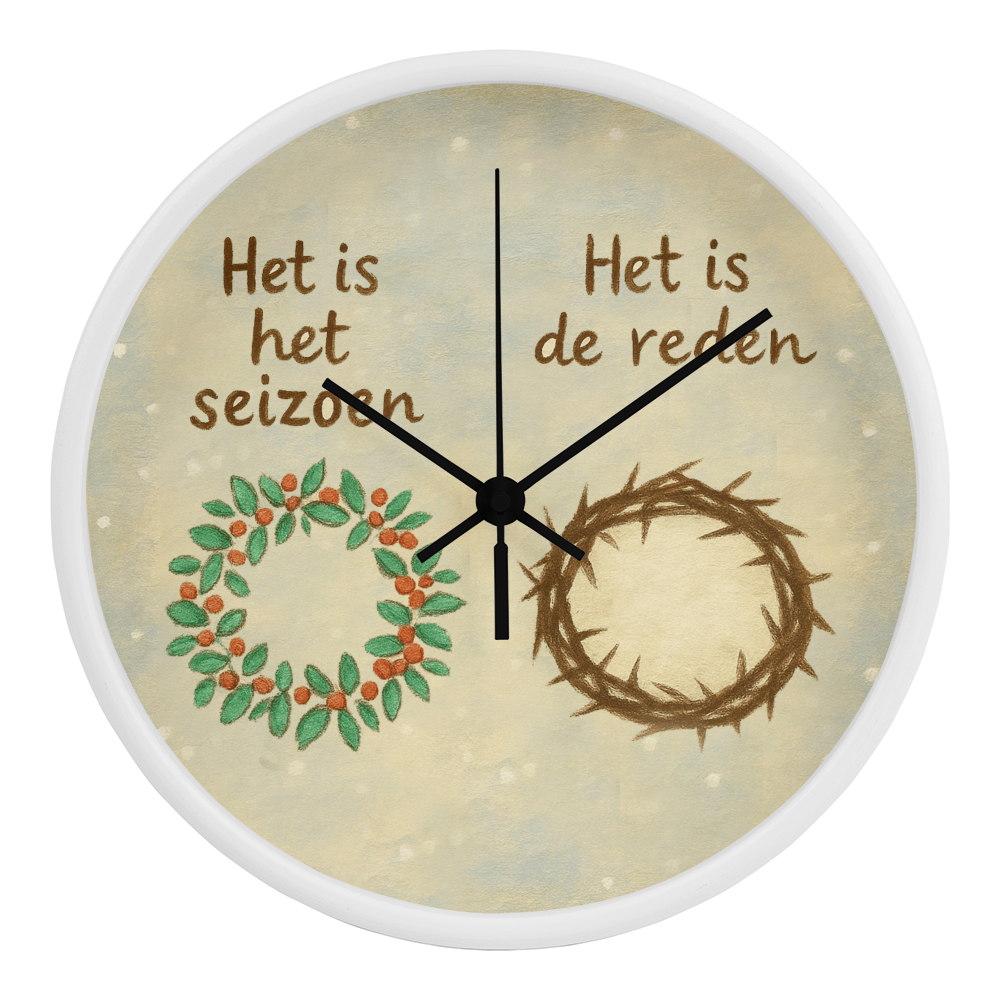 Christian holiday wall clock with crown of thorns artwork