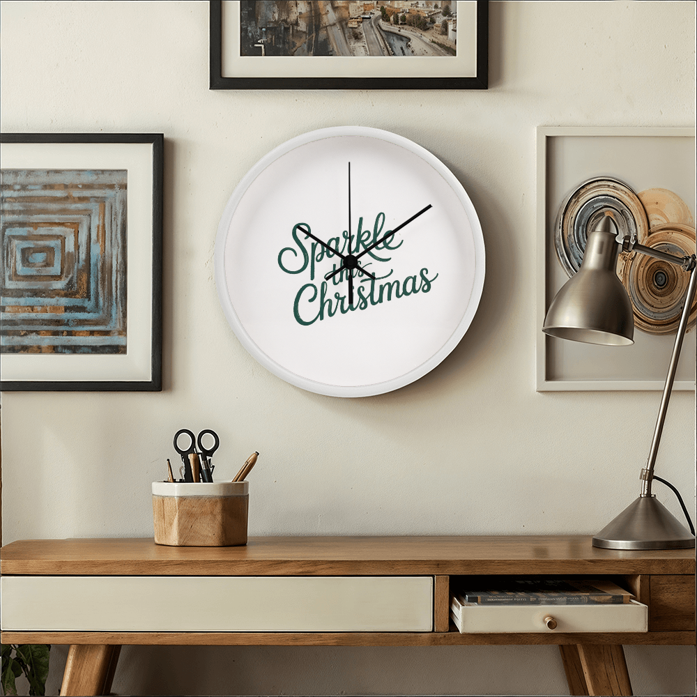 Sparkle This Christmas Wooden Wall Clock – Festive Holiday Home Decor Accent