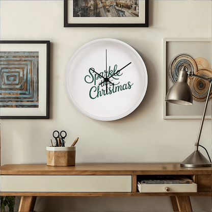 Sparkle This Christmas Wooden Wall Clock – Festive Holiday Home Decor Accent